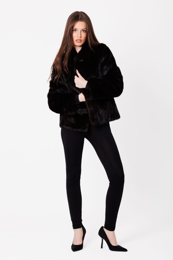 Futro z całej norki ciemny brąz