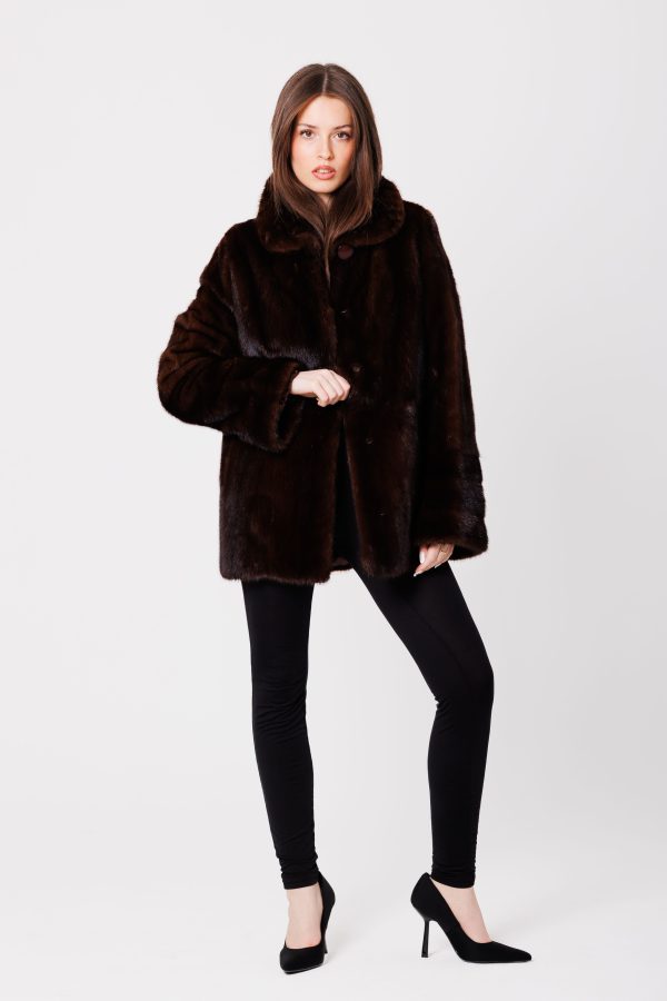 Futro z całej norki ciemny brąz