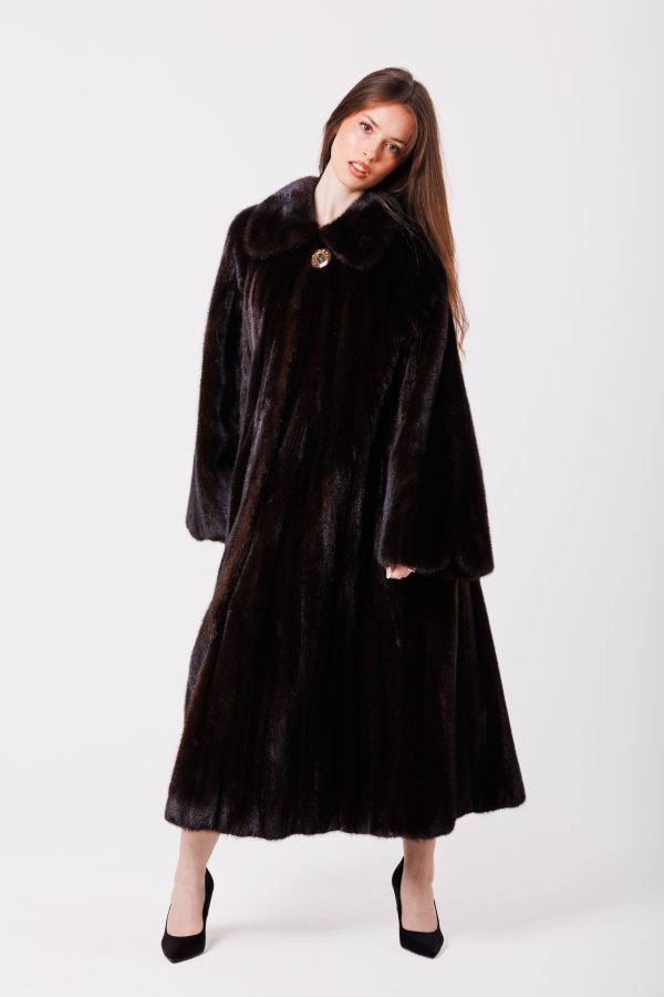 NOR-GR-303002 Długie futro kloszowane z norki